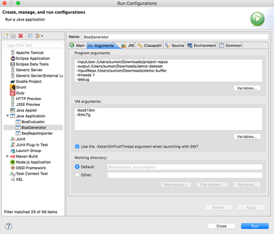 Data generator parameters